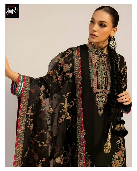 RT-102 | Embroidered Three-Piece Unstitched Suit