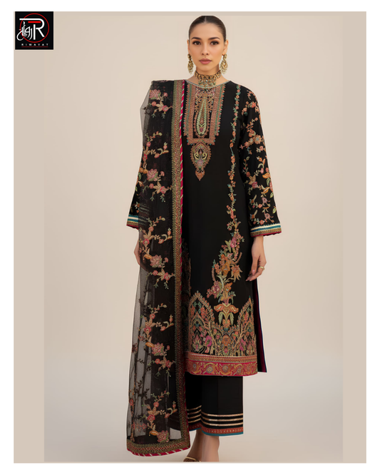 RT-102 | Embroidered Three-Piece Unstitched Suit