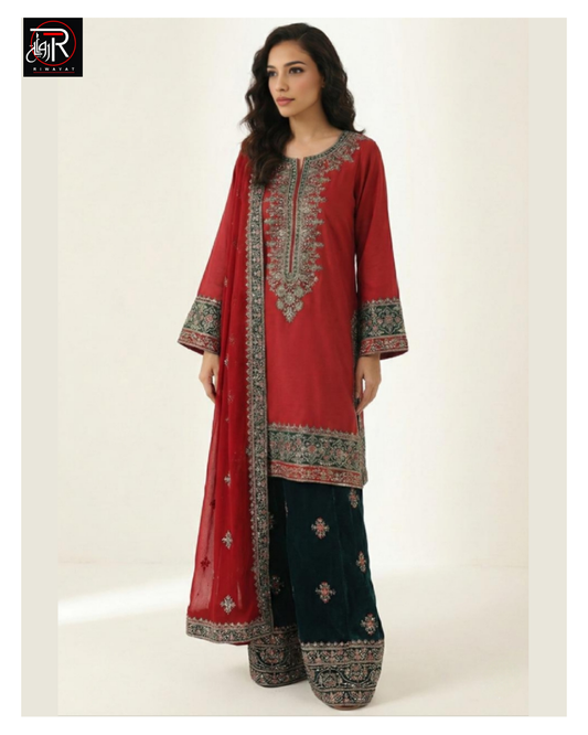 RT-118 | Embroidered Three Piece Unstitched